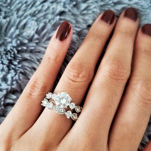 CZ Vintage Engagement/Wedding Band Set